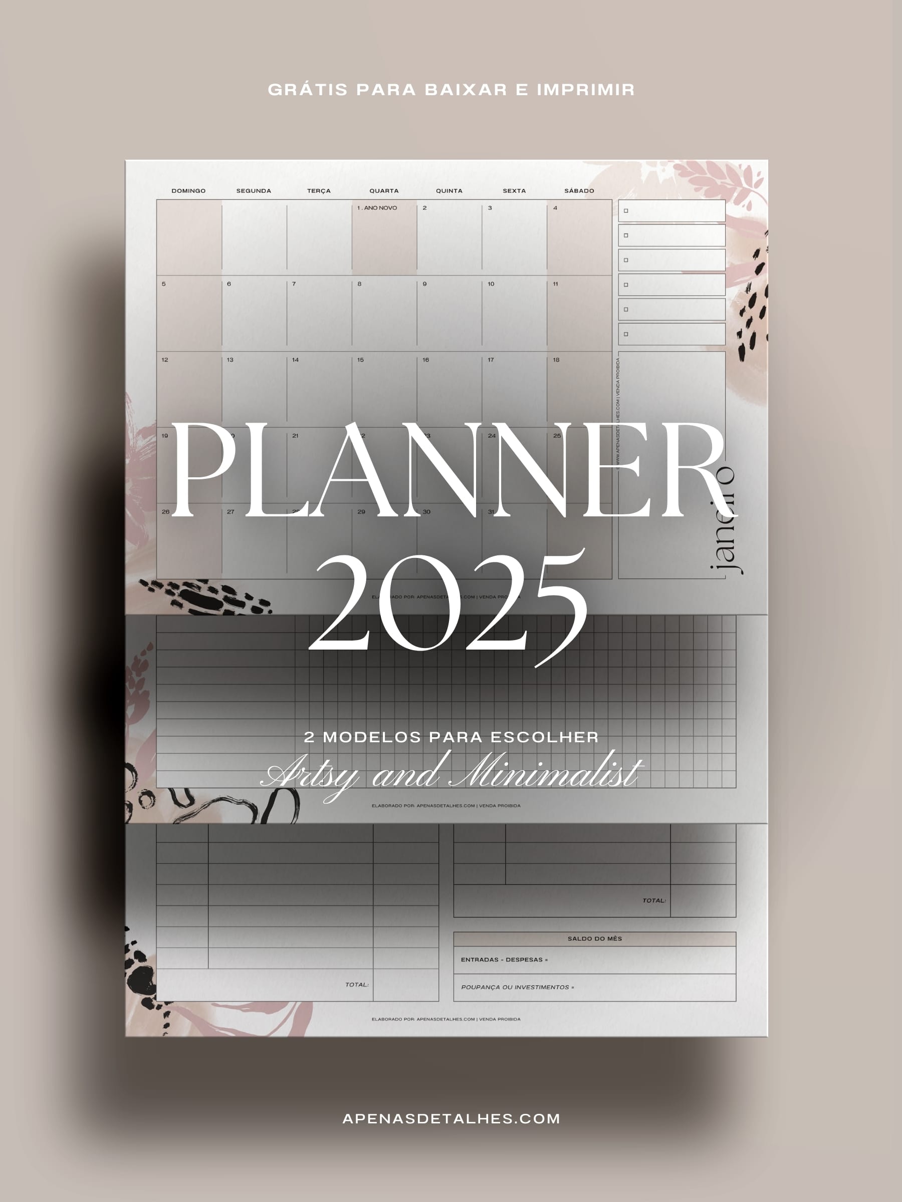 Planner 2025 para baixar e imprimir – pdf grátis