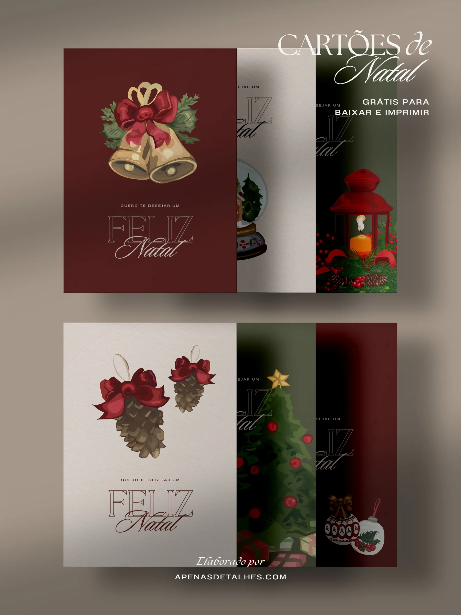 Cartão de Natal para imprimir - 6 modelos grátis