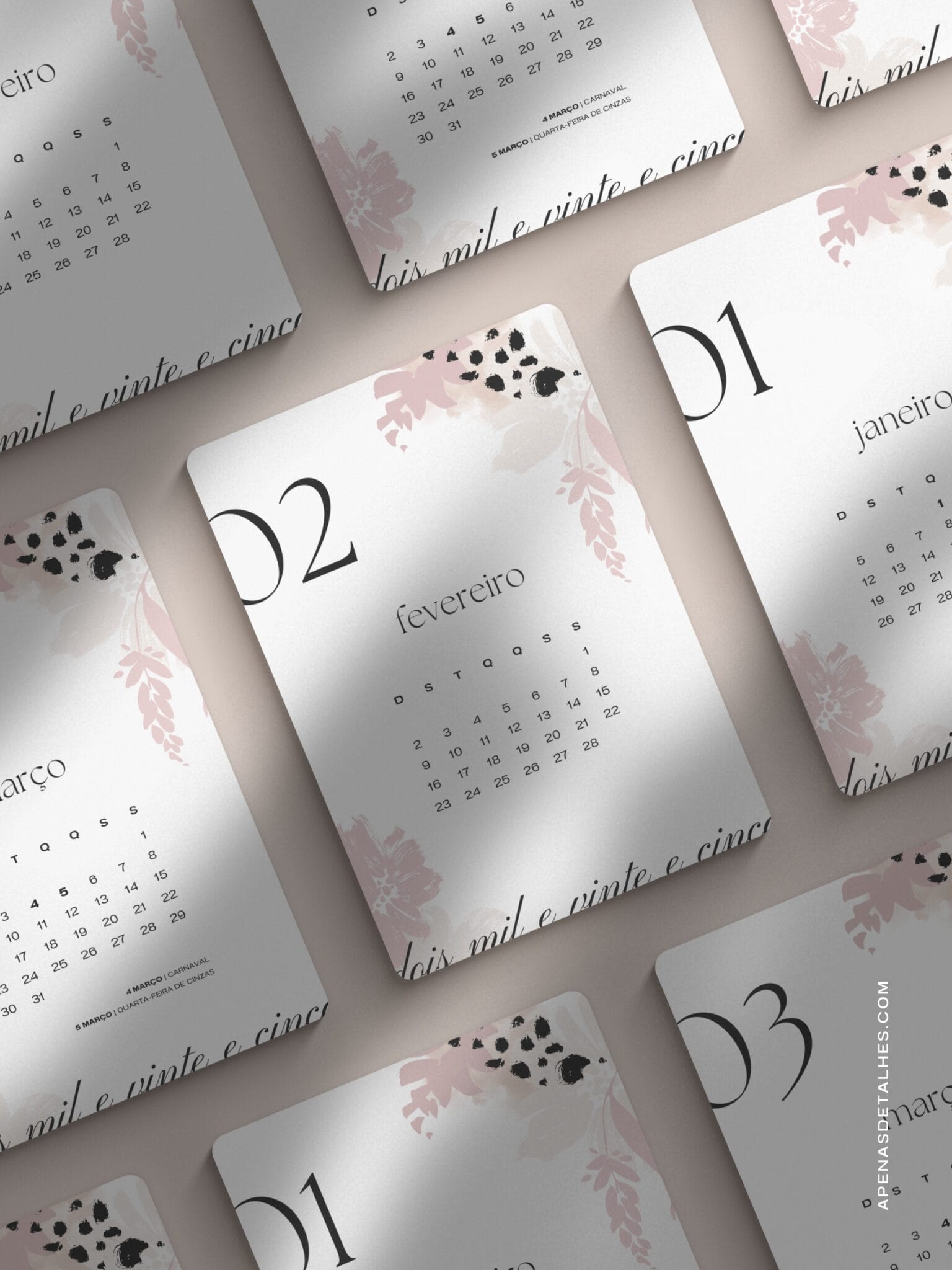 Calendário 2025 grátis para baixar e imprimir Apenas Detalhes