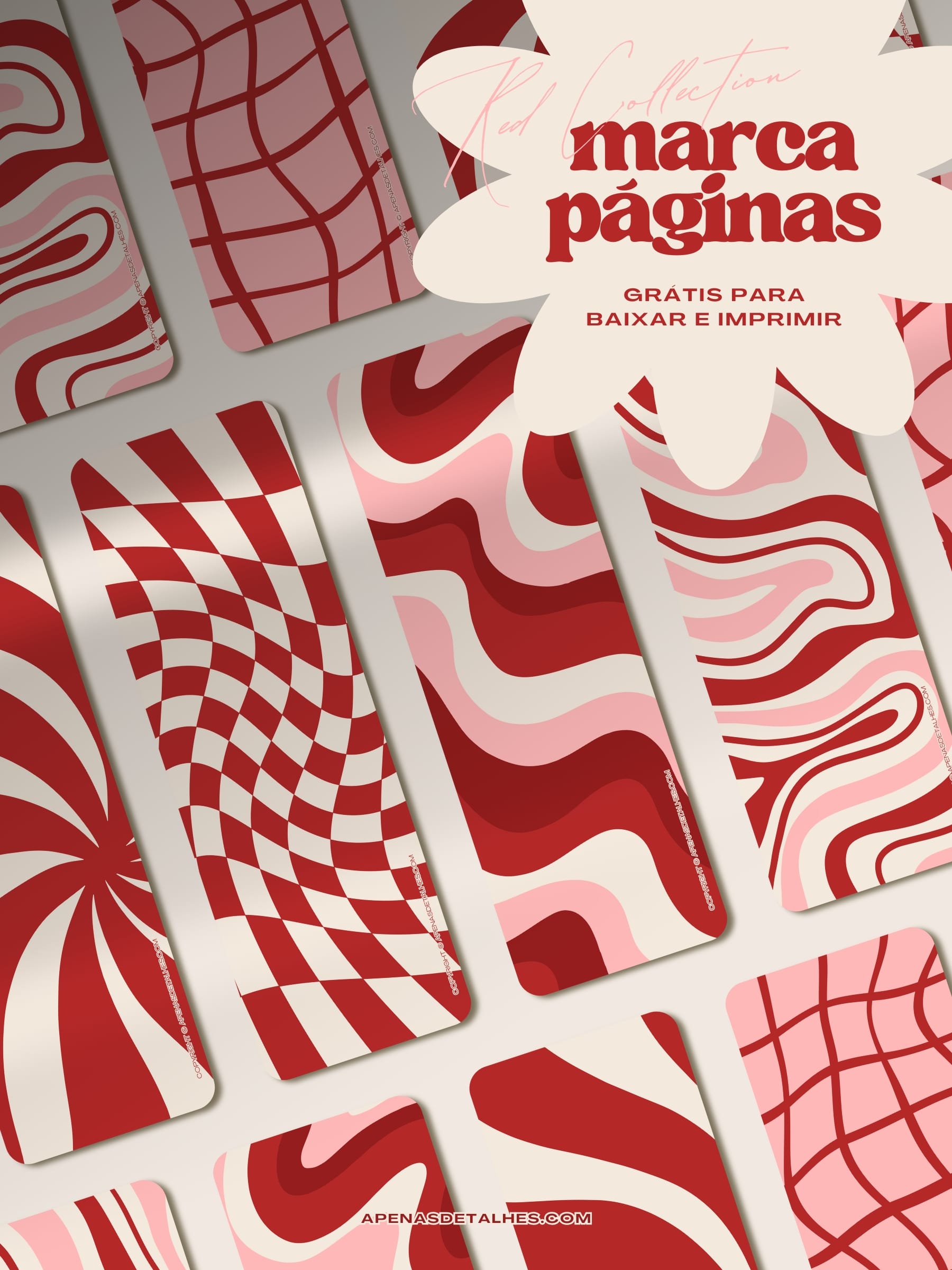 Marca-páginas grátis para baixar e imprimir – Coleção Red