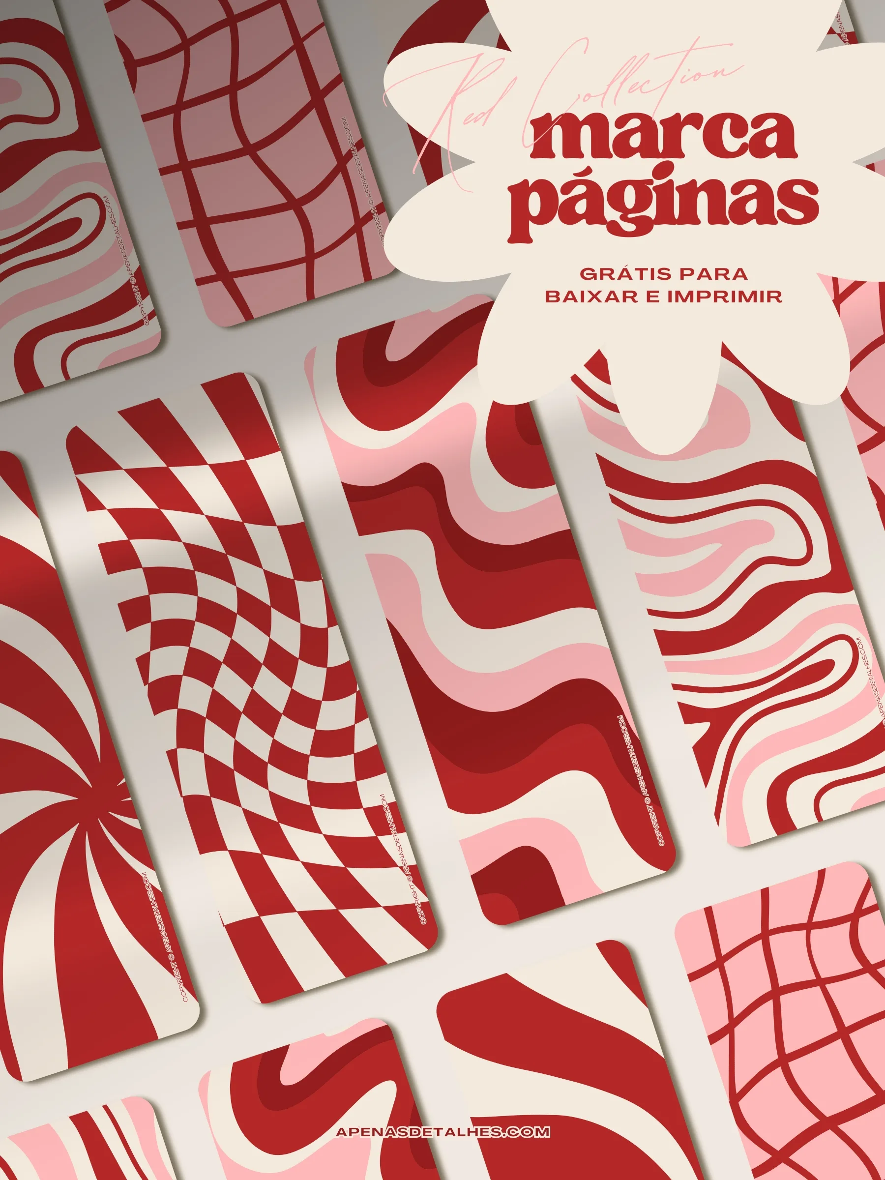 Marca-páginas grátis para baixar e imprimir – Coleção Red
