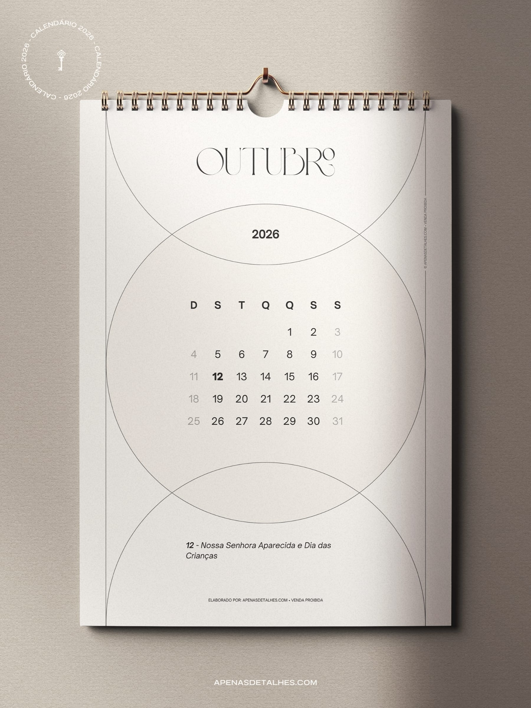 Calendário 2026 grátis para baixar e imprimir