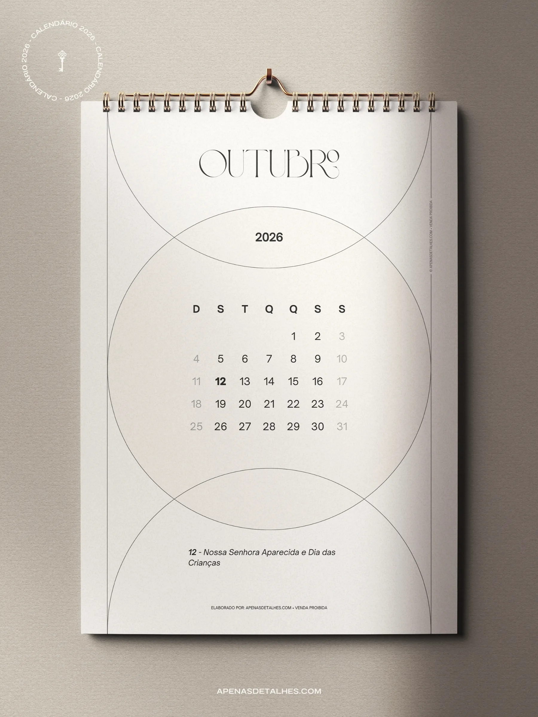 Calendário 2026 grátis para baixar e imprimir