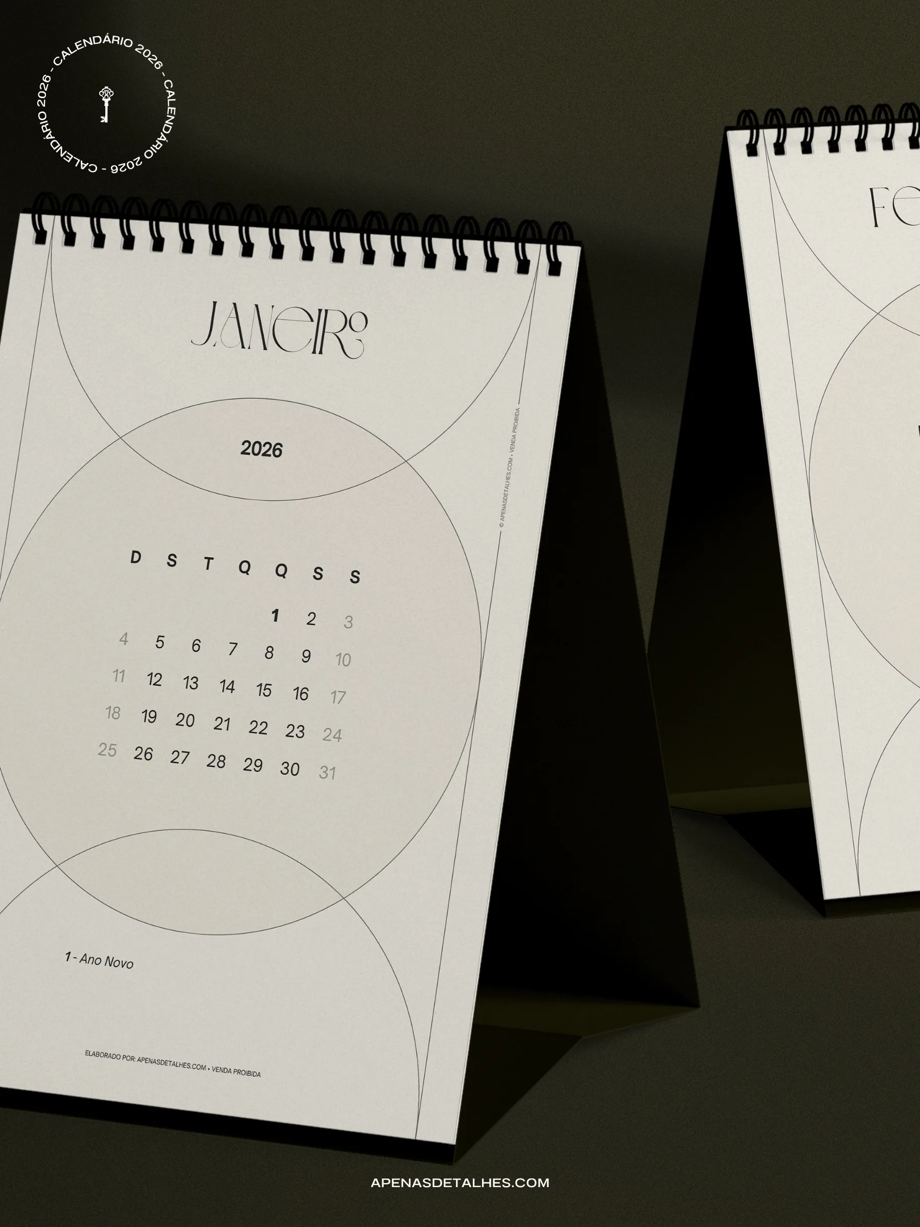 Calendário 2026 grátis para baixar e imprimir
