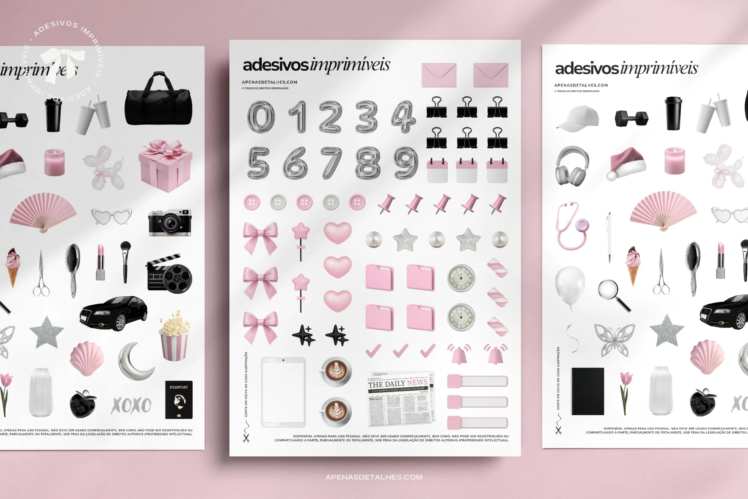 Adesivos imprimíveis grátis em PDF
