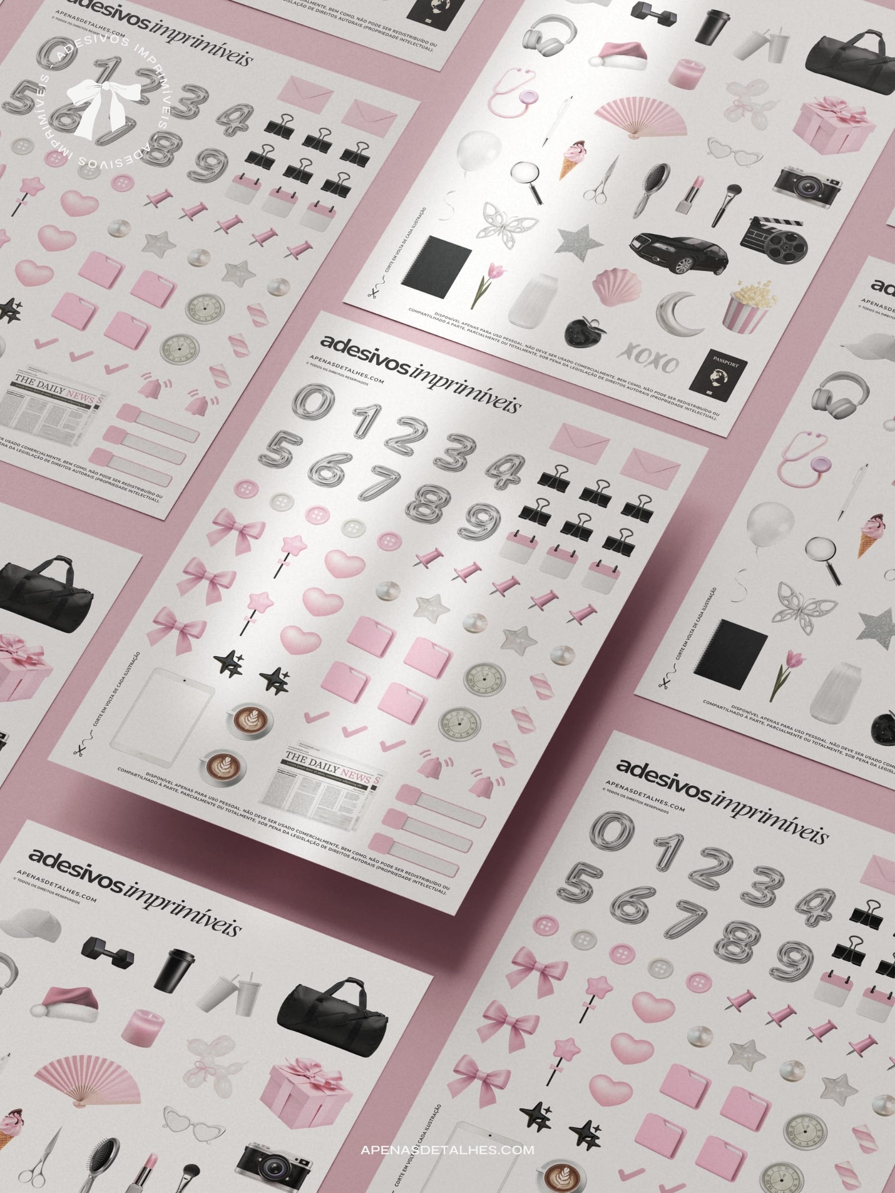 Adesivos imprimíveis grátis em PDF