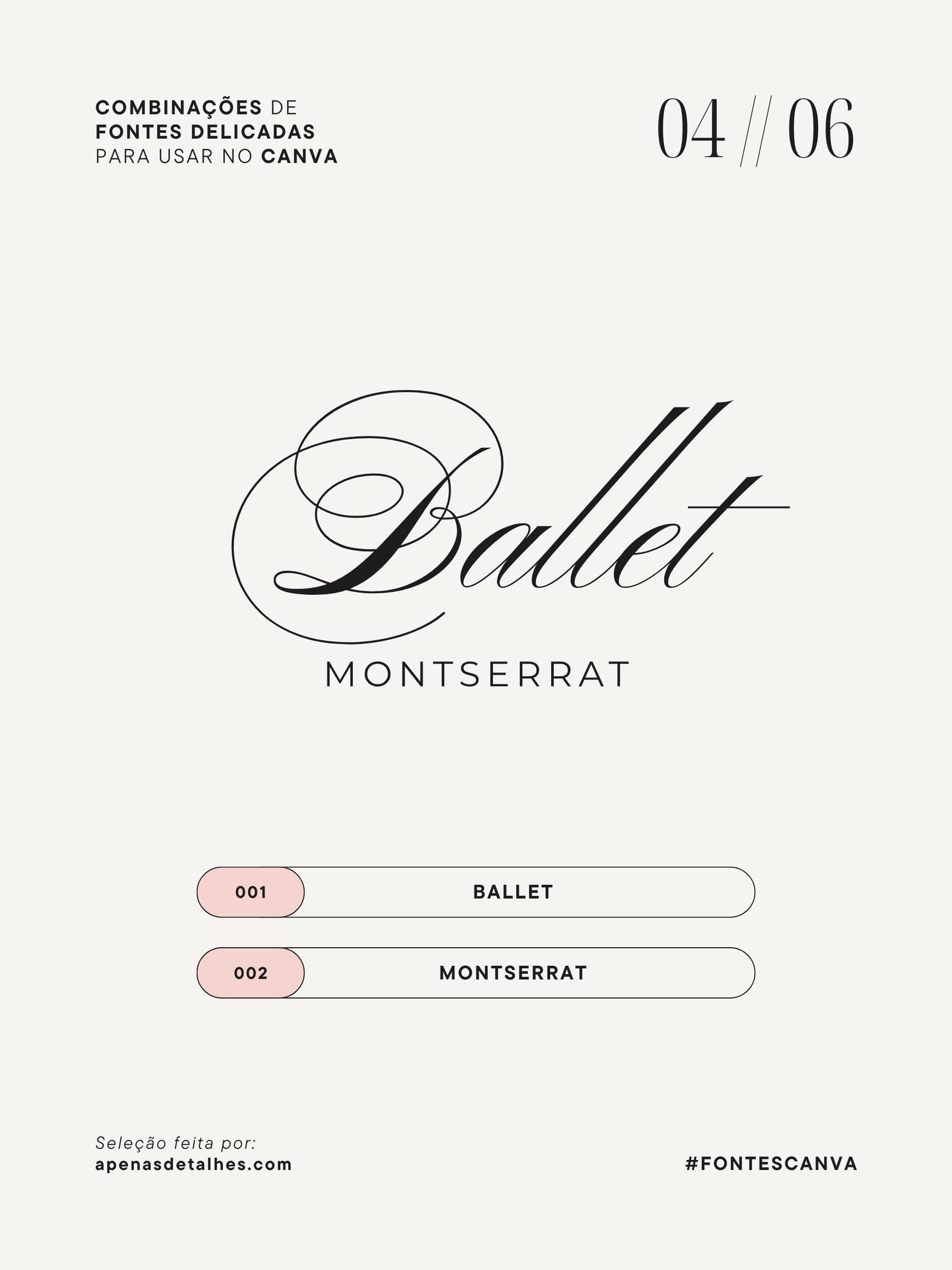 Combinações de fontes delicadas no Canva